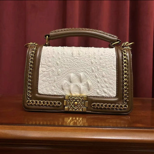 D58-2024 spring and summer new white crocodile pattern hot mom bag small fragrant style chain bag