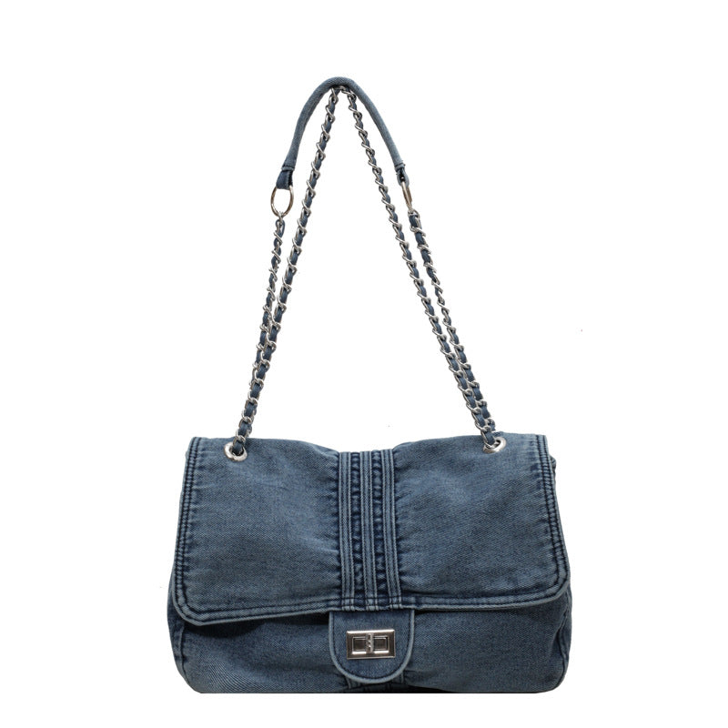C38-2024 New Denim Tote Bag Large Capacity Chain Shoulder Crossbody Bag
