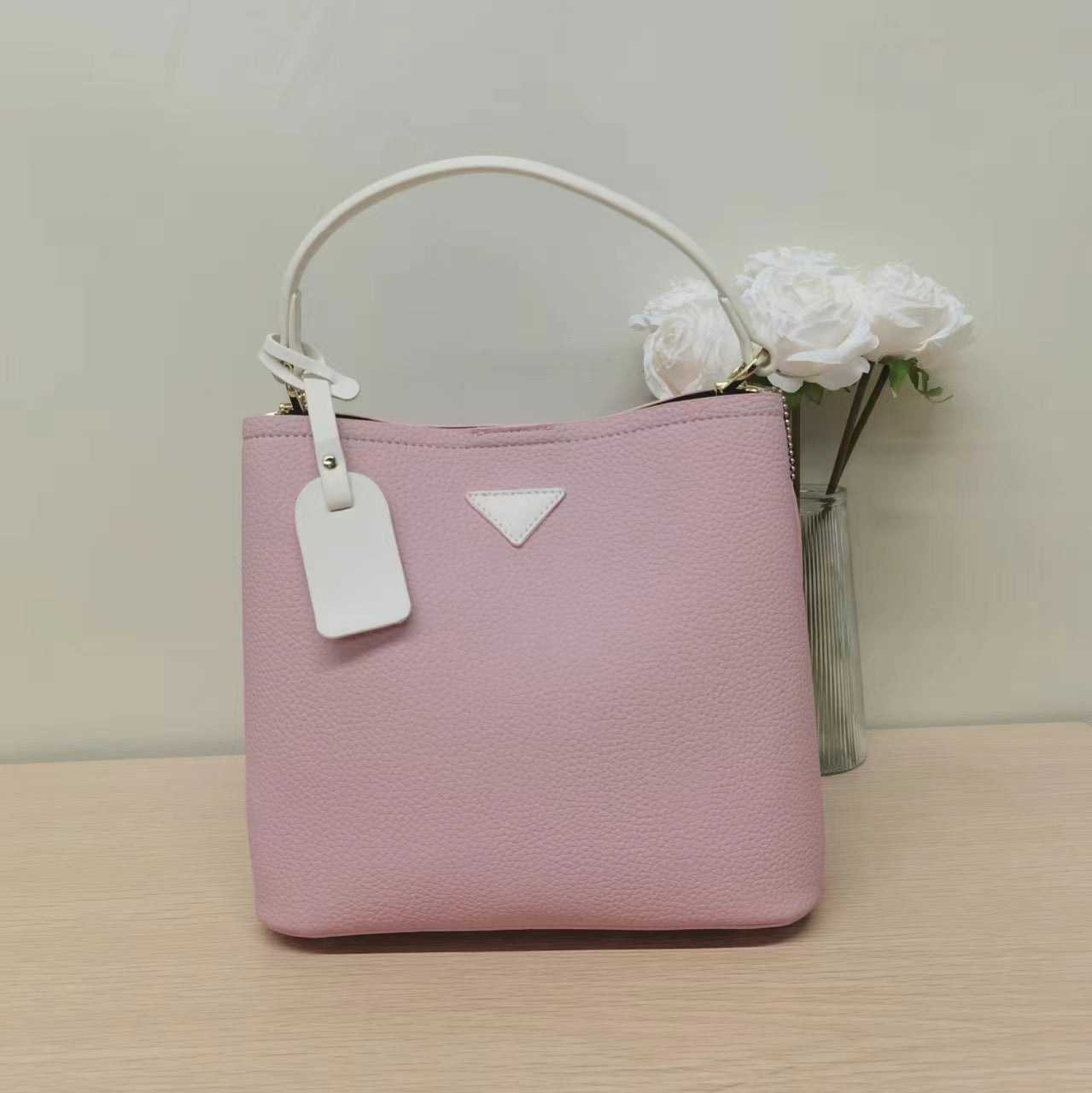 D45-Women's Color Block French Bag Large Capacity Shoulder Crossbody Handbag Tote Bag